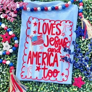 Patriotic Blue Tee with Red Print